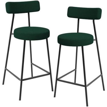 Imagem de Kit 02 Banquetas Baixa Para Cozinha Sala De Jantar Bar Bancada Milão L02 Bouclê Verde - Lyam Decor