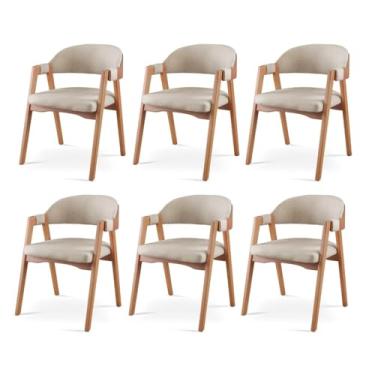 Imagem de Kit 6 Cadeiras para Mesa de Jantar Gaia Bege
