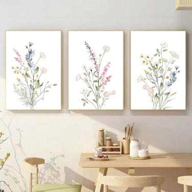Imagem de Arte de parede botânica aquarela pintura flores silvestres berçário impressão boho imagem floral vintage flor silvestre colorido arte de parede botânica aquarela imagem floral boho planta pôster 30,5