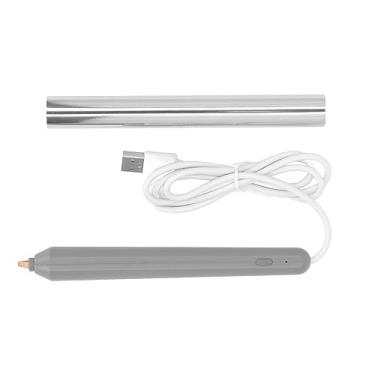 Imagem de ZJchao Caneta Quente da Folha, Pena de Gravação de Carimbo da Folha do Calor de Usb Com 4 Pontas Diferentes Pena Dos Pces para Crafting No Plástico de Madeira Foto de Papel (Prata)