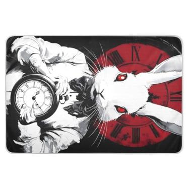 Imagem de Relógio de coelho branco lavável à prova d'água almofadas de cama de gato 86 cm x 132 cm, laváveis e impermeáveis