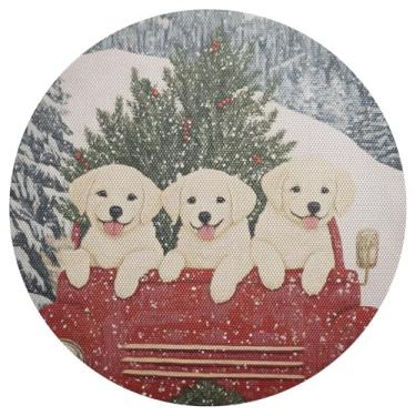 Imagem de Conjunto de 1 jogo americano para filhotes de cachorro vermelho 38 cm, tapete de mesa de jantar, jogo americano lavável em PVC