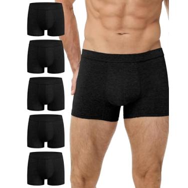 Imagem de Battewa Cueca boxer lavável para incontinência urinária masculina, com área frontal absorvente para vazamento na bexiga, 2 pacotes, Preto 5, M