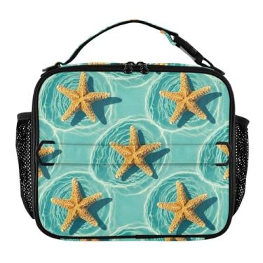 Imagem de Joisal Lancheira Starfish Twirl Blue Sea para mulheres, meninas, lancheira masculina e infantil, lancheira para trabalho, bolsa térmica para adultos