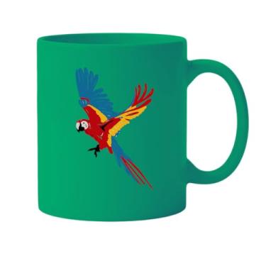 Imagem de Caneca de Cerâmica Branca com Estampa de Arara Vermelha, Azul e Amarela, Design Tropical de Pássaro (5, Verde, Pequeno)