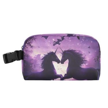 Imagem de TSENQUE Lancheira roxa personalizada com unicórnios de cavalo para mulheres, meninas, lancheira masculina e infantil, lancheira para trabalho, portátil, animal pequeno, floral, bolsa térmica para