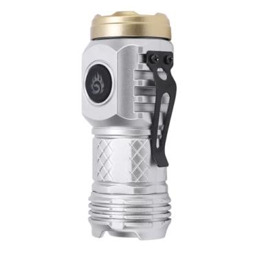 Imagem de aqxreight Lanterna LED Portátil Recarregável Vários Modos para Câmera Externa Caminhada Lanterna LED Prata Lanterna Super Brilhante Escolha Flash SO (Prata)