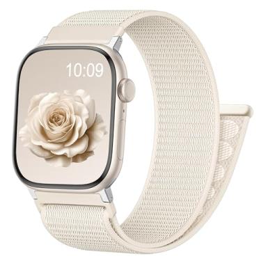 Imagem de Zedoli Pulseira esportiva de nylon compatível com Apple Watch séries 11, 10, 9, 8, 7, 6, 5, 4, 3, 2 e 1 de 40 mm, 42 mm, 41 mm e 38 mm, Starlight