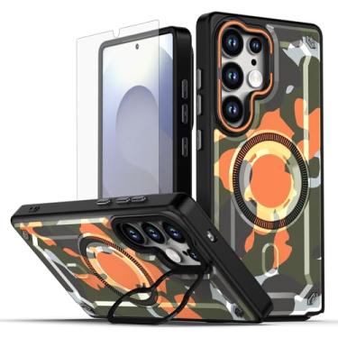 Imagem de Asuwish Capa de celular para Samsung Galaxy S25 Ultra 5G capa magnética com protetor de tela e suporte rígido de proteção de carregamento sem fio pintado S25Ultra 25S S 25 25Ultra 6.9 2025 feminino