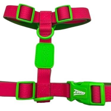 Imagem de Peitoral Pet Ajustável para Cães de Todos os Portes com Conforto Premium – Segurança e Controle nos Passeios | Design Acqua Wave Rosa com Detalhes em Verde