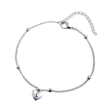 Imagem de Pingente De Coração Prateado Com Letra Inicial A-Z Para Mulheres, Joia