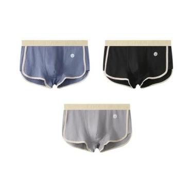 Imagem de Shorts Boxer Slim Fit Respirável Para Homens Em 3 Peças, Cuecas Confor
