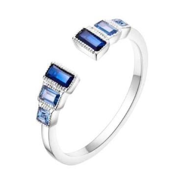 Imagem de Anéis De Flor Em Forma De Borboleta De Zircônia Azul 925 Prata Para Mu