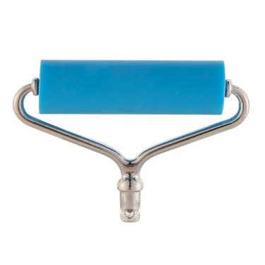 Imagem de 1 peça ferramenta de rolo de pintura de diamante 5D com moldura de metal, cabeça de rolamento de plástico para adesão de tela, colocação e acabamento de pedras, azul