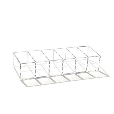 Imagem de Organizador de cartão de acrílico com 6 compartimentos, caixa de armazenamento de carimbos de mesa transparente para cartões de visita, identidade, cartões de crédito, material de escritório