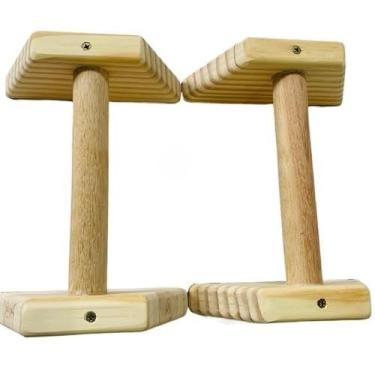 Imagem de Calistenia Equipamentos Apoios Para Flexão Barras Paralelas De Chão Ideal Para Exercícios Em Casa E Treino De Calistenia(F Natural 20x9)