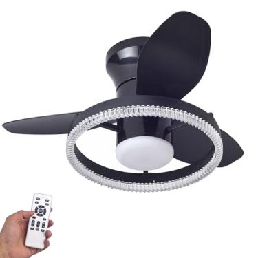 Imagem de Ventilador de teto de 88 cm com luz e controle remoto, 6 velocidades reversíveis, ventilador com lâmpada LED de 56 W silencioso, ventilador de teto com luz, moderno, adequado para quarto inf