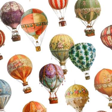 Imagem de 120 adesivos coloridos de PET para balões de ar quente, pacote com 6 adesivos de fundo decorativos estéticos para álbuns, diário, artesanato DIY à prova d'água e suprimentos para diários de lixo