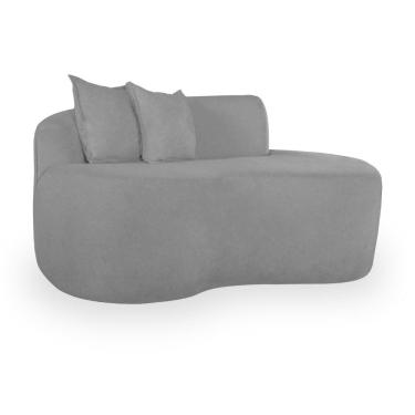 Imagem de Sofá Curvado Feijão Moderno Sala 2 Lugares Bouclé Cinza Chumbo