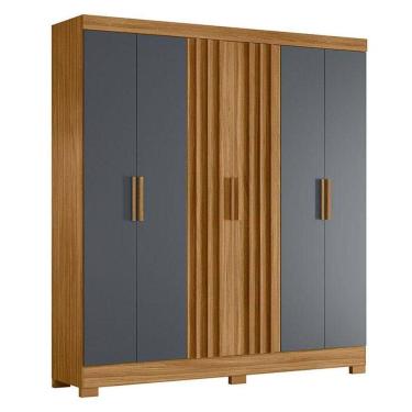 Imagem de Guarda Roupa Casal Valença 6 Portas Freijó Cinza - Moval