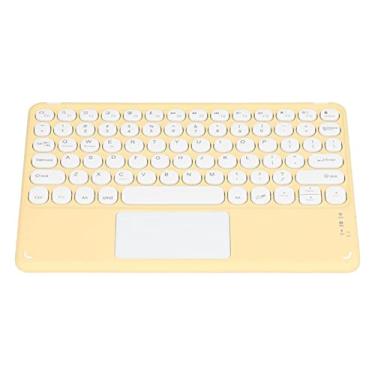 Imagem de Teclado Sem Fio Sensível Ao Toque, Teclas Redondas Teclado Ergonômico Teclado Ultrafino Portátil Teclado Touchpad Recarregável Para Tablets Laptops(Amarelo)