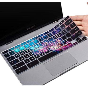 Imagem de Capa de teclado para Samsung Chromebook 4 XE310XBA-K01US XE310XBA-K02US XE310XBA-K03US/Samsung Chromebook 3 XE500C13-K04US / Samsung Chromebook Plus V2 2 em 1 31.0 cm (capa superior, Galaxy Black)