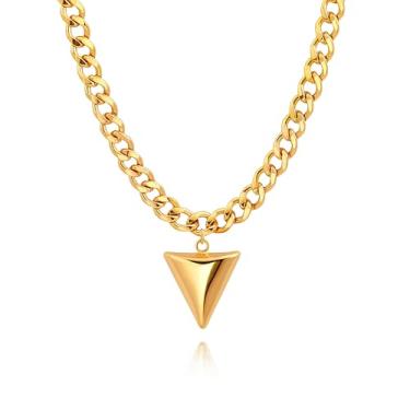 Imagem de Colar de corrente de ouro 18k feminino, colar com pingente de pérola barroco/bússola, Banhado a ouro, Sem Pedra Preciosa