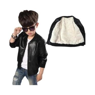 Imagem de Jaqueta De Couro PU De Veludo Para Meninos, Moda De Outono E Inverno, 