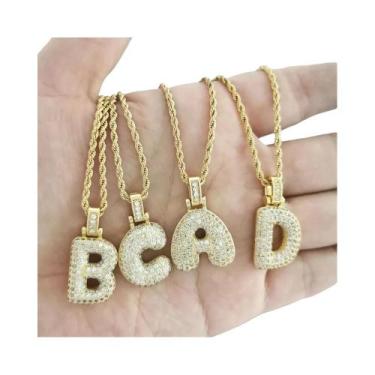 Imagem de Colar Com Pingente De Letra Inicial A-Z Em Ouro E Prata, Aço Inoxidáve