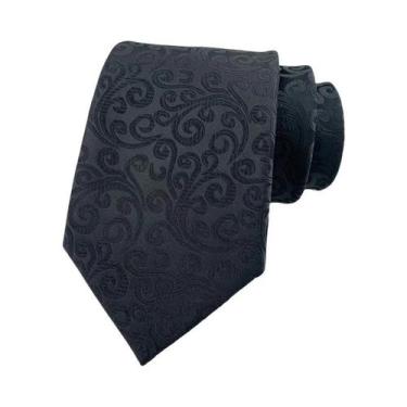 Imagem de Gravata Masculina De Luxo Com Listras Pretas E Estampa Floral Xadrez 8