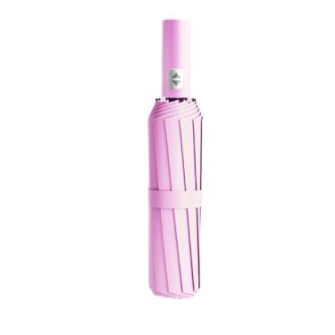 Imagem de Guarda Chuva Abre e Fecha Automático Reforço Nas Varetas Contra Vento Proteção Solar Blackout Guarda Chu(Rosa Automatico)
