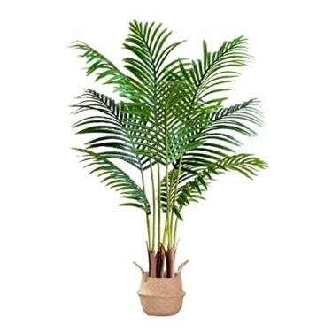 Imagem de SLGGPJBU Plantas falsas planta artificial palmeira artificial simulação planta verde, planta falsa sala de estar quarto vaso árvore falsa para decoração interna plantas artificiais interior ao ar