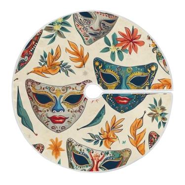 Imagem de Blueangle Saia de árvore padrão de máscaras de carnaval de 118 cm - decoração de árvore de férias de poliéster macio resistente a rugas (50)