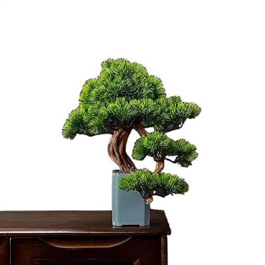 Imagem de SLGGPJBU Plantas Artificiais Estilo Chinês Bonsai Artificial Decoração Planta Verde Decoração de Casa Entrada Sala de Estar Decoração de Hotel Bonsai Pinheiro