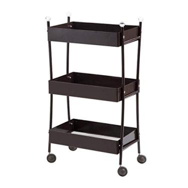 Imagem de Carrinho de armazenamento deslizante de 3 camadas Honemb estilo malha removível unidades de rack com rodas para cozinha/banheiro/escritório (preto A)