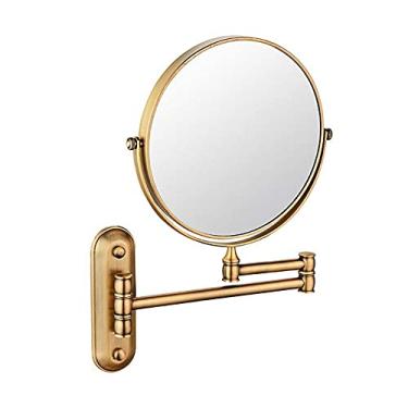 Imagem de Espelho de maquiagem de montagem na parede com ampliação 3X/5x, rotação de 360 graus, braço extensível, redondo, sem luz, banheiro e hotel (cor: dourado, tamanho: 3X) (cor antiga 3X)