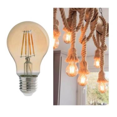 Imagem de Lâmpada Bulbo Retro Filamento A60 E27 4W Bivolt luz Amarela Vidro Amba