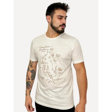 Imagem de Camiseta King & Joe Masculina Slim Mapa Zanzibar Off-White-Masculino
