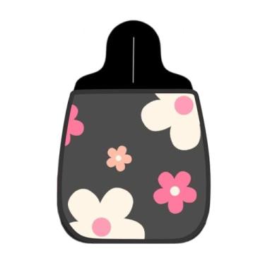 Imagem de Lixeira De Carro Organizador Lixinhocar Flores Brancas e Rosa Fundo Cinza