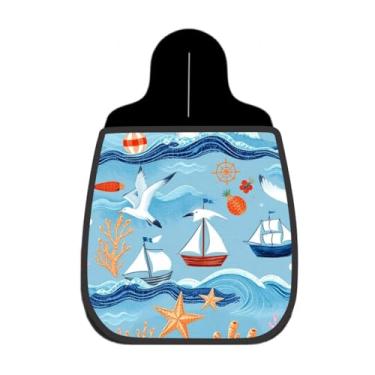 Imagem de Lixeira De Carro Organizador Lixinhocar Marinha Barcos e Gaivotas