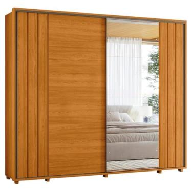 Imagem de Guarda Roupa Casal Dali 2 Portas Deslizante Com Espelho 278 cm Cinamomo Madetec
