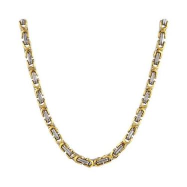 Imagem de Colar Masculino De Corrente Longa Bizantina Em Aço Inoxidável Pesado J