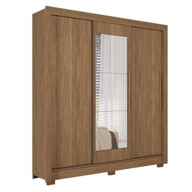 Imagem de Guarda Roupa Casal 3 Portas De Correr Maringá Com Espelho Jatobá - Santos Andirá