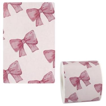 Imagem de Adesivos grandes de vedação de laço rosa 7,9 x 5 cm Etiquetas autoadesivas retangulares para embrulho de presente, embalagens de alimentos artesanais, suprimentos de panificação, caixa de correio e