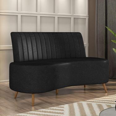 Imagem de Sofá Living Decorativo 2 Lugares 1,60m Katara Preto Corino G33 - Gran Belo