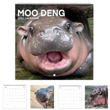 Imagem de Calendário Moo Deng 2025, calendário de parede Moo Deng Hipopótamo 2025, calendário mensal 12, Moo Deng, hipopótamo pigmeu para amantes de animais, calendário moo deng 2025 parede