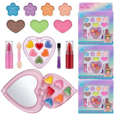 Imagem de Kit 3 Maleta Sombras Coraçãozinho Brinquedo Maquiagem Para Crianças At