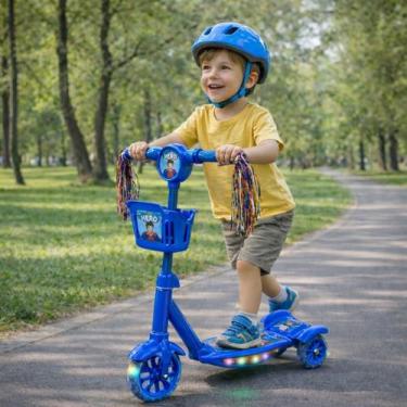 Imagem de Patinete Infantil 3 Rodas com Cestinha e Rodinhas de Led - Brinq Kids,