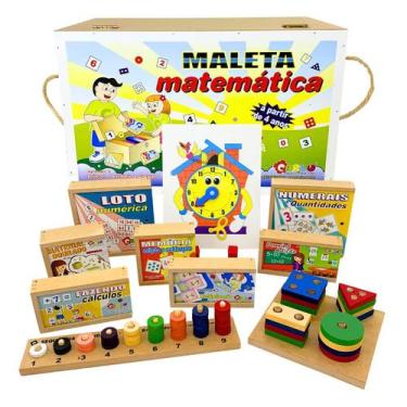 Imagem de Maleta Pedagógica Matemática 10 Jogos Brinquedos Educativos Infantil E