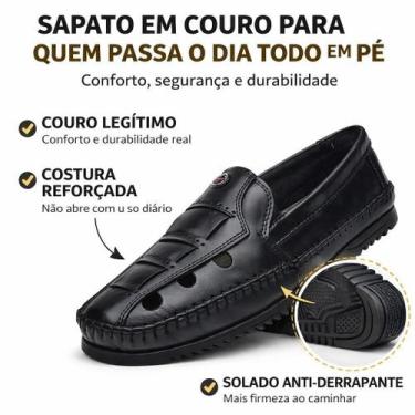 Imagem de Mocassim Masculino Couro Legítimo  Confortável, Respirável, Casual e S